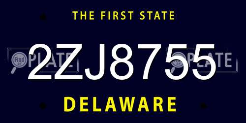 2ZJ8755 Delaware License Plate