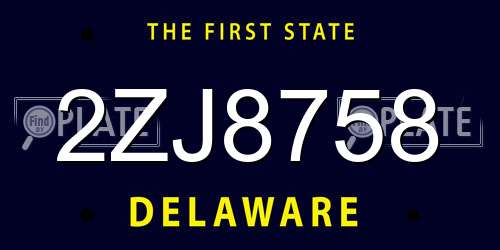 2ZJ8758 Delaware License Plate