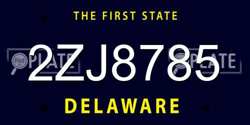 2ZJ8785 Delaware License Plate