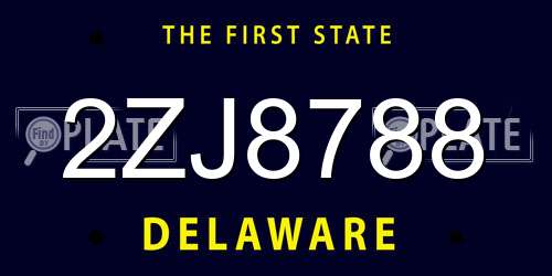 2ZJ8788 Delaware License Plate