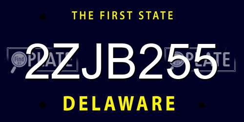2ZJB255 Delaware License Plate