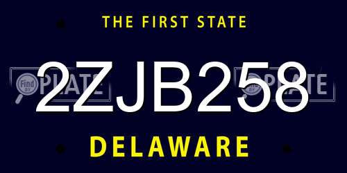 2ZJB258 Delaware License Plate