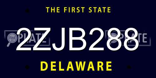 2ZJB288 Delaware License Plate