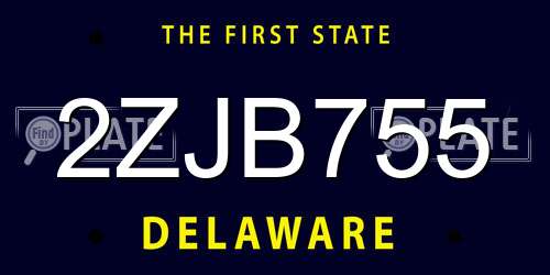 2ZJB755 Delaware License Plate