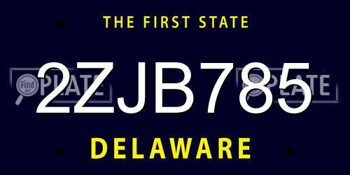 2ZJB785 Delaware License Plate