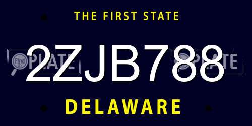 2ZJB788 Delaware License Plate
