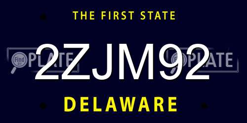 2ZJM92 Delaware License Plate