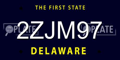 2ZJM97 Delaware License Plate