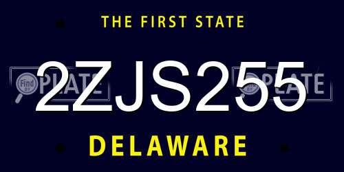 2ZJS255 Delaware License Plate