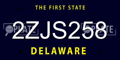 2ZJS258 Delaware License Plate