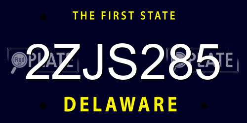 2ZJS285 Delaware License Plate