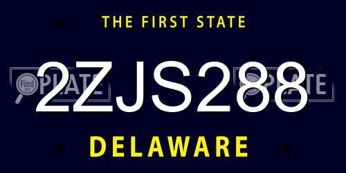 2ZJS288 Delaware License Plate