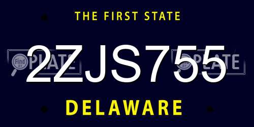 2ZJS755 Delaware License Plate