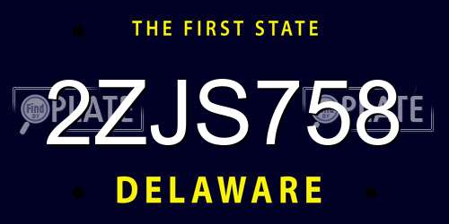 2ZJS758 Delaware License Plate