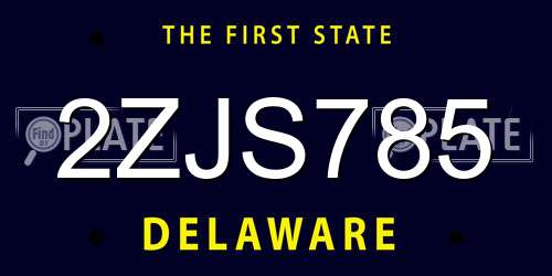 2ZJS785 Delaware License Plate