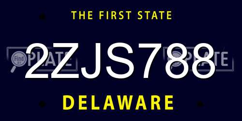 2ZJS788 Delaware License Plate