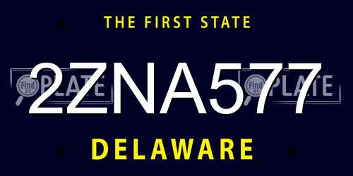 2ZNA577 Delaware License Plate