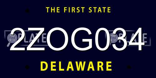 2ZOG034 Delaware License Plate
