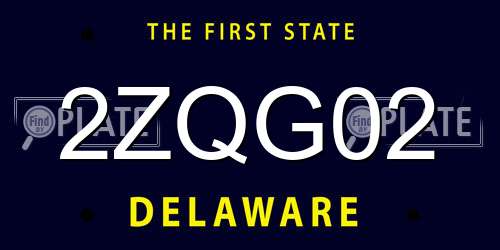 2ZQG02 Delaware License Plate