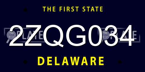 2ZQG034 Delaware License Plate