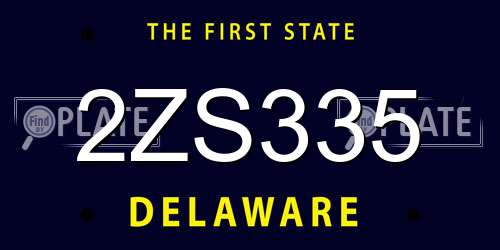2ZS335 Delaware License Plate