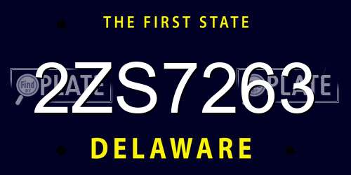 2ZS7263 Delaware License Plate