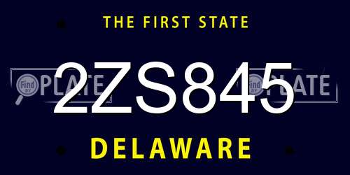 2ZS845 Delaware License Plate