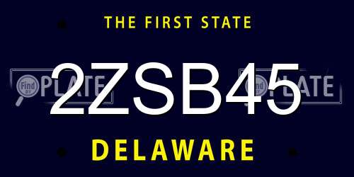 2ZSB45 Delaware License Plate