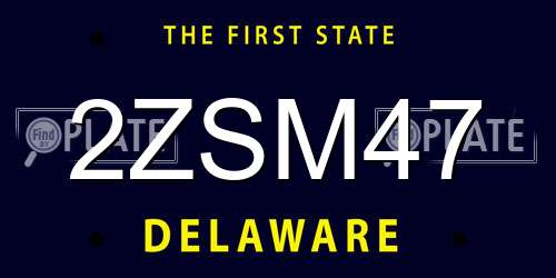 2ZSM47 Delaware License Plate