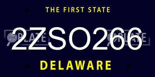 2ZSO266 Delaware License Plate