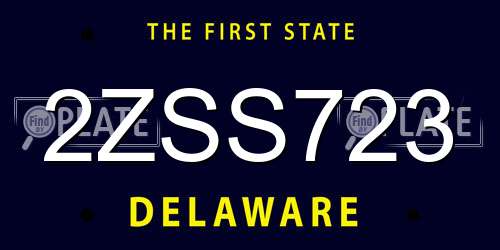 2ZSS723 Delaware License Plate