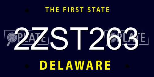 2ZST263 Delaware License Plate