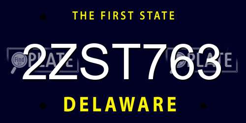 2ZST763 Delaware License Plate