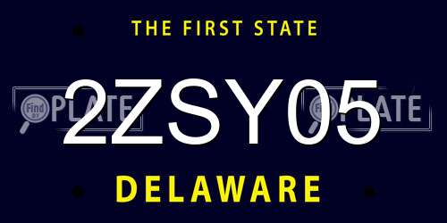 2ZSY05 Delaware License Plate