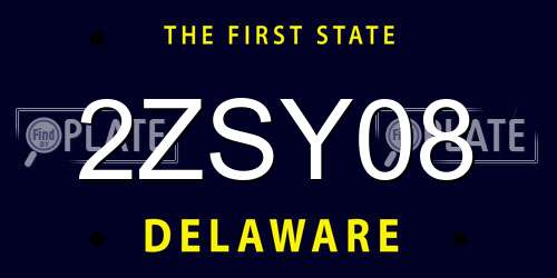 2ZSY08 Delaware License Plate