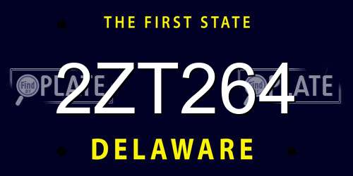 2ZT264 Delaware License Plate
