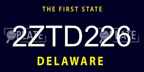 2ZTD226 Delaware License Plate