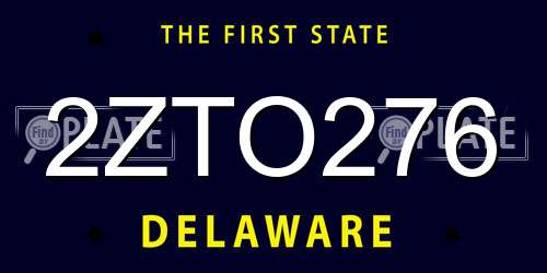 2ZTO276 Delaware License Plate