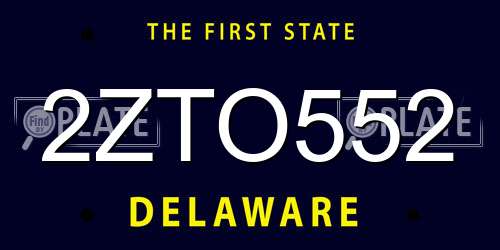 2ZTO552 Delaware License Plate