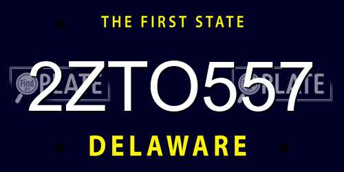 2ZTO557 Delaware License Plate
