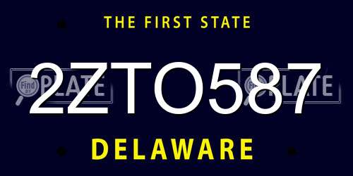 2ZTO587 Delaware License Plate