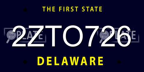 2ZTO726 Delaware License Plate