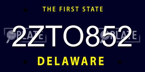 2ZTO852 Delaware License Plate