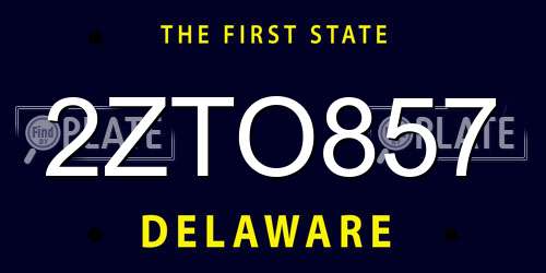 2ZTO857 Delaware License Plate