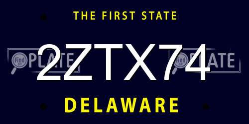 2ZTX74 Delaware License Plate