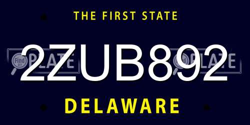 2ZUB892 Delaware License Plate