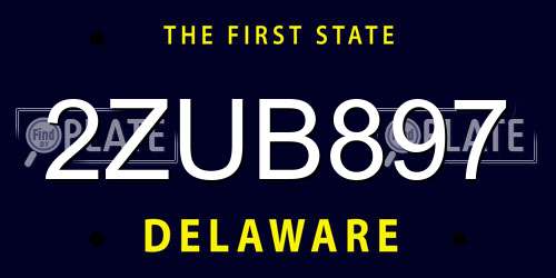 2ZUB897 Delaware License Plate