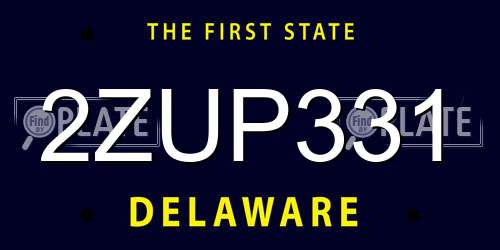 2ZUP331 Delaware License Plate