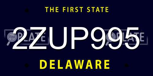 2ZUP995 Delaware License Plate