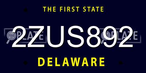 2ZUS892 Delaware License Plate